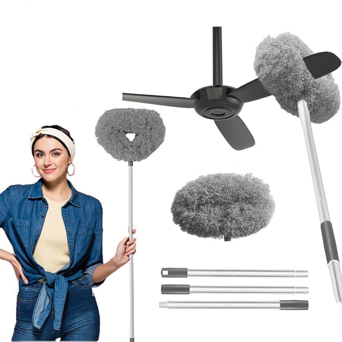 Fan Cleaner Brush with Long Rod Flexible Fan Cleaning Mop Microfiber Dust Cleaner Foldable Duster for Home Cleaning Microfiber Duster for Cleaning of Home, Kitchen, Car, Ceiling BY AKVEON