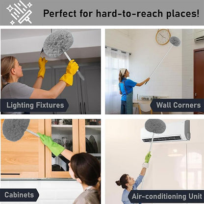 Fan Cleaner Brush with Long Rod Flexible Fan Cleaning Mop Microfiber Dust Cleaner Foldable Duster for Home Cleaning Microfiber Duster for Cleaning of Home, Kitchen, Car, Ceiling BY AKVEON