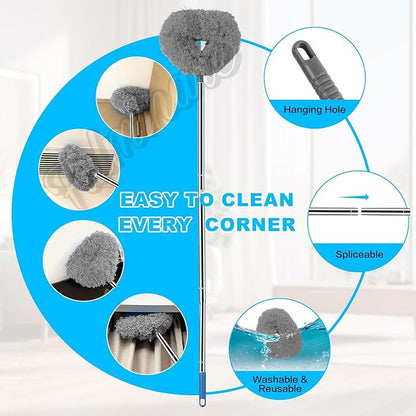 Fan Cleaner Brush with Long Rod Flexible Fan Cleaning Mop Microfiber Dust Cleaner Foldable Duster for Home Cleaning Microfiber Duster for Cleaning of Home, Kitchen, Car, Ceiling BY AKVEON